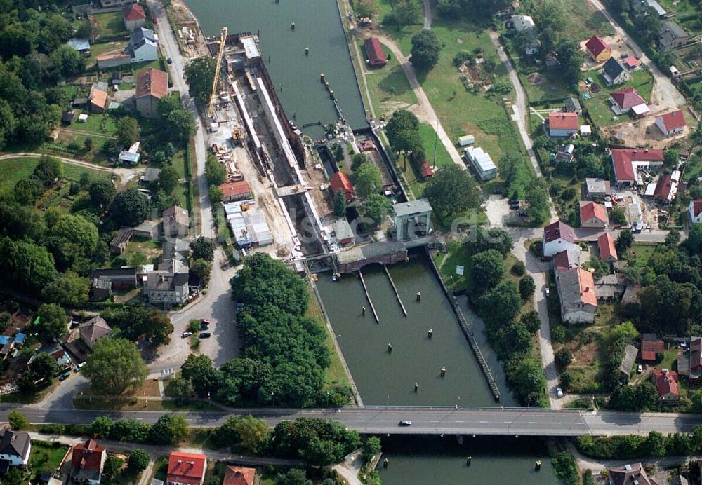 Wernsdorf (Brandenburg) von oben - Ausbau der Schleuse - Wernsdorf (Brandenburg)