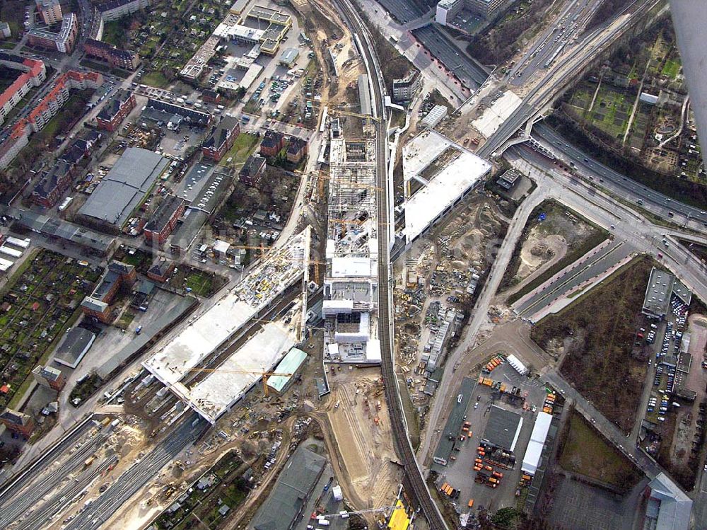 Luftbild Berlin - Tempelhof - Ausbau Südring S-Bahn Papestraße am Flughafen Tempelhof durch Walter Bau AG