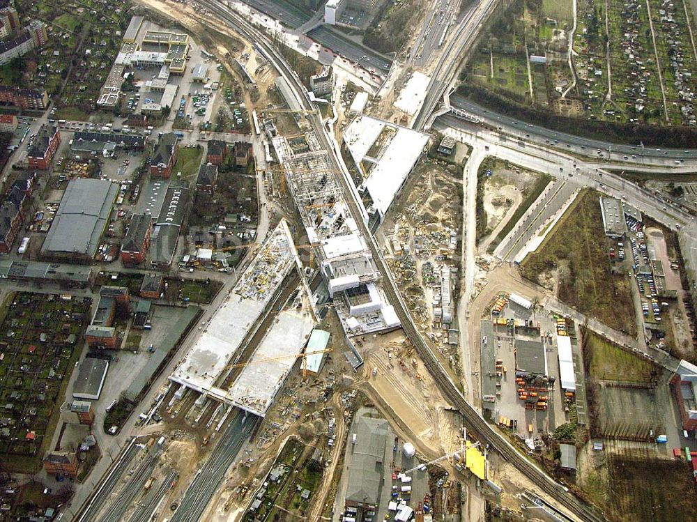 Luftbild Berlin - Tempelhof - Ausbau Südring S-Bahn Papestraße am Flughafen Tempelhof durch Walter Bau AG