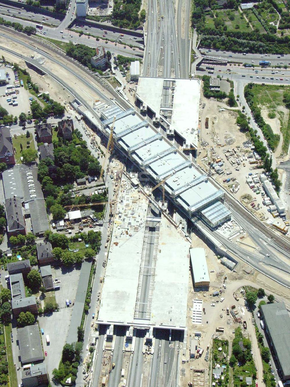 Luftaufnahme Berlin - Ausbau Südring S-Bahn Papestraße am Flughafen Tempelhof durch Walter Bau AG