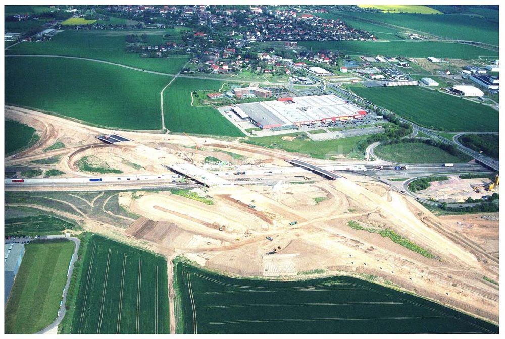 Brehna / Sachsen-Anhalt von oben - Ausbau der A100 Umfahrung von Brehna im Bereich der A9 / B100 zwischen Halle und Brehna