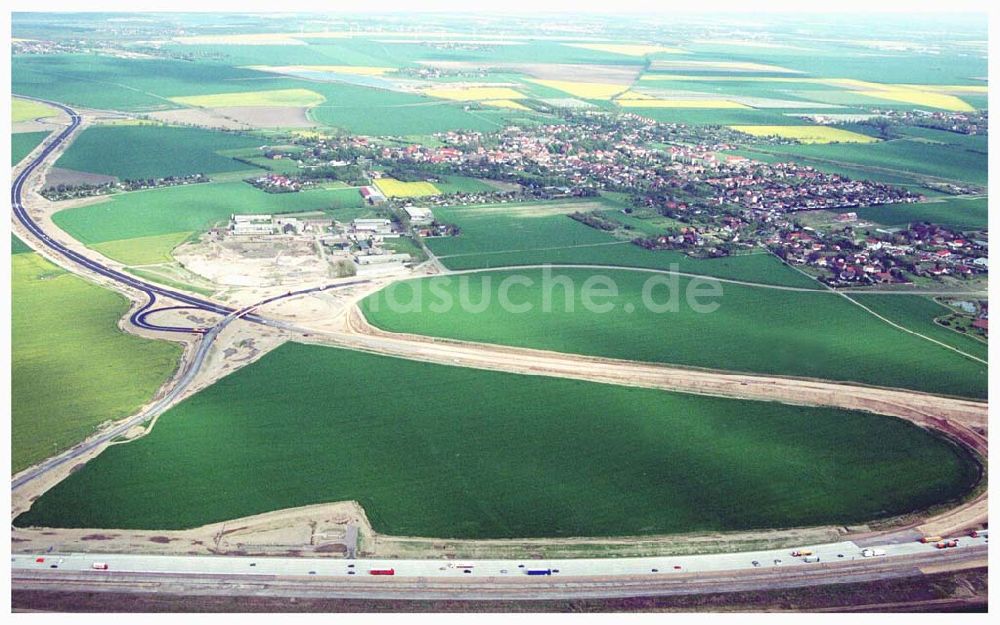 Brehna / Sachsen-Anhalt von oben - Ausbau der A100 Umfahrung von Brehna im Bereich der A9 / B100 zwischen Halle und Brehna