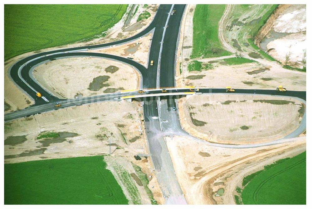 Brehna / Sachsen-Anhalt aus der Vogelperspektive: Ausbau der A100 Umfahrung von Brehna im Bereich der A9 / B100 zwischen Halle und Brehna