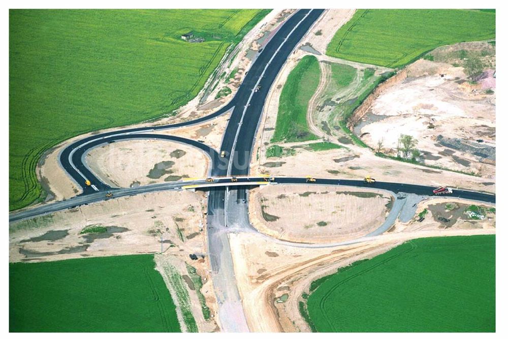 Luftbild Brehna / Sachsen-Anhalt - Ausbau der A100 Umfahrung von Brehna im Bereich der A9 / B100 zwischen Halle und Brehna