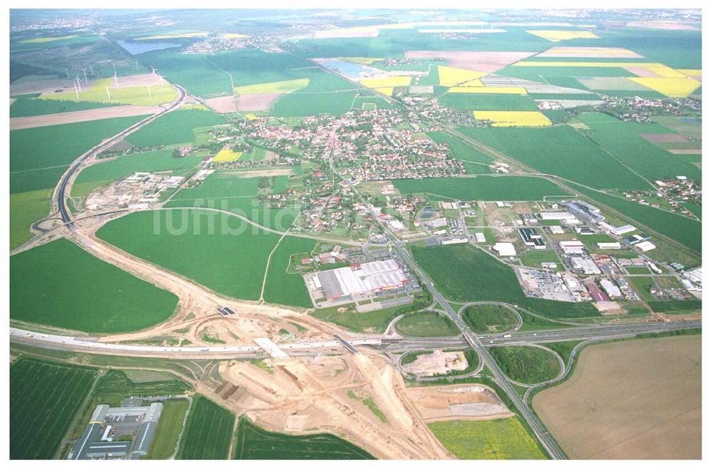 Brehna / Sachsen-Anhalt von oben - Ausbau der A100 Umfahrung von Brehna im Bereich der A9 / B100 zwischen Halle und Brehna