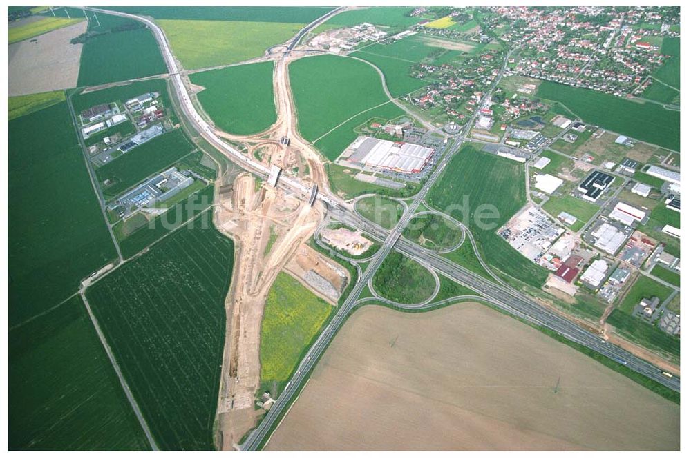 Luftbild Brehna / Sachsen-Anhalt - Ausbau der A100 Umfahrung von Brehna im Bereich der A9 / B100 zwischen Halle und Brehna