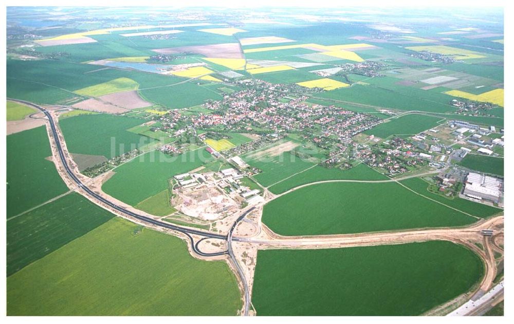 Brehna / Sachsen-Anhalt von oben - Ausbau der A100 Umfahrung von Brehna im Bereich der A9 / B100 zwischen Halle und Brehna