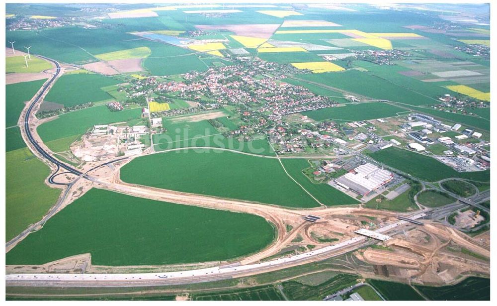 Brehna / Sachsen-Anhalt aus der Vogelperspektive: Ausbau der A100 Umfahrung von Brehna im Bereich der A9 / B100 zwischen Halle und Brehna