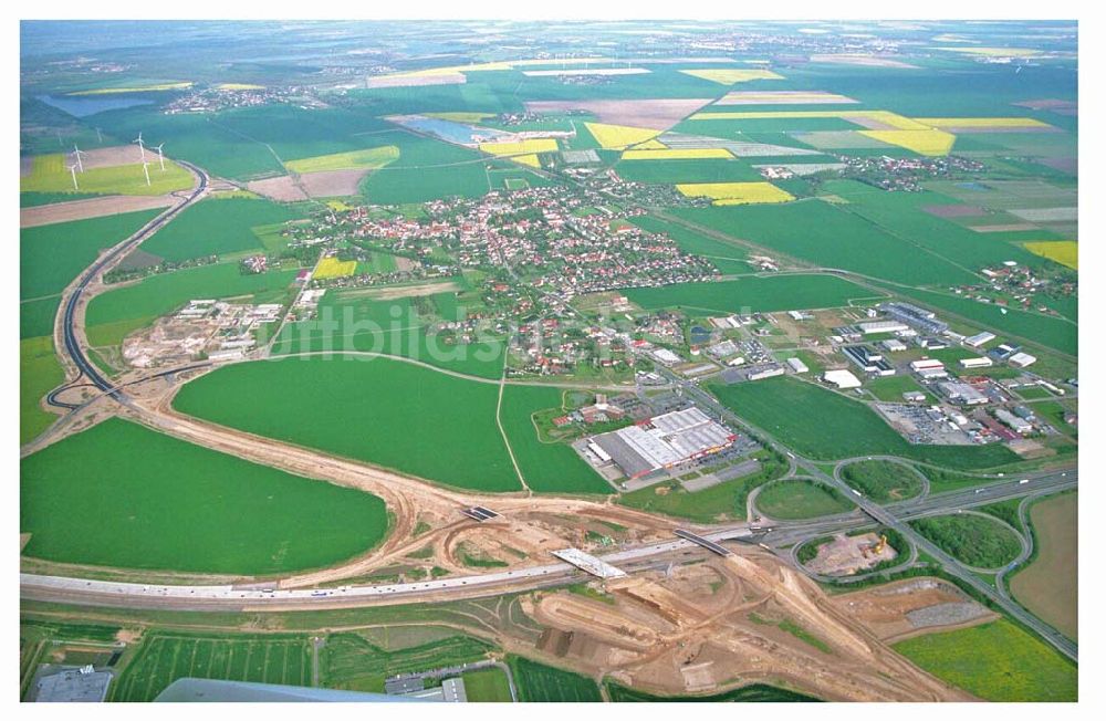 Luftbild Brehna / Sachsen-Anhalt - Ausbau der A100 Umfahrung von Brehna im Bereich der A9 / B100 zwischen Halle und Brehna