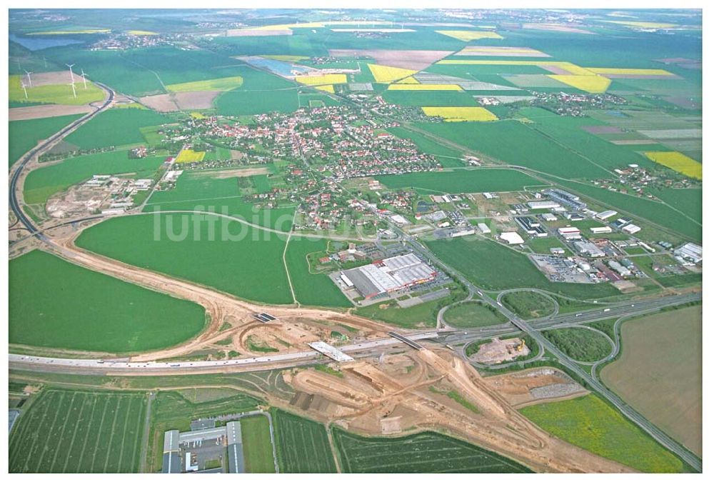 Luftaufnahme Brehna / Sachsen-Anhalt - Ausbau der A100 Umfahrung von Brehna im Bereich der A9 / B100 zwischen Halle und Brehna