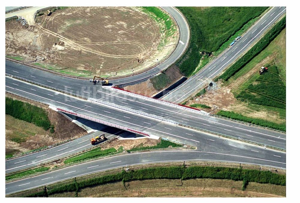 Brehna (Sachsen-Anhalt) von oben - Ausbau der A100-Umfahrung - Brehna (Sachsen-Anhalt)