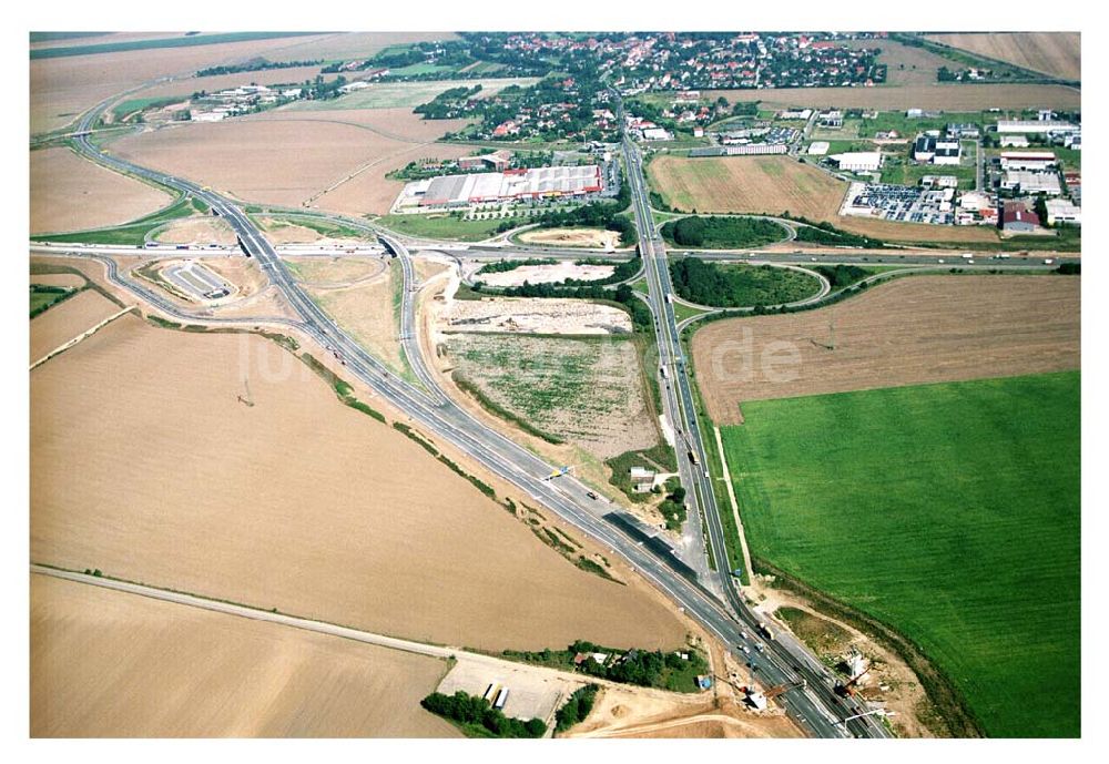 Brehna / Sachsen-Anhalt aus der Vogelperspektive: Ausbau der A100-Umfahrung - Brehna (Sachsen-Anhalt)