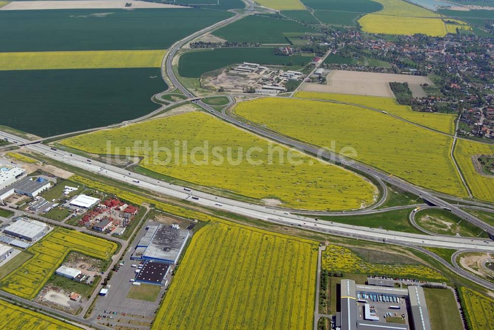 Brehna von oben - Ausbau der A100-Umfahrung - Brehna (Sachsen-Anhalt)