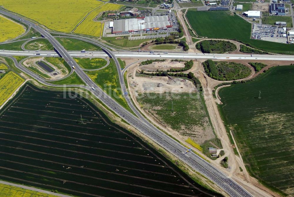 Luftaufnahme Brehna - Ausbau der A100-Umfahrung - Brehna (Sachsen-Anhalt)