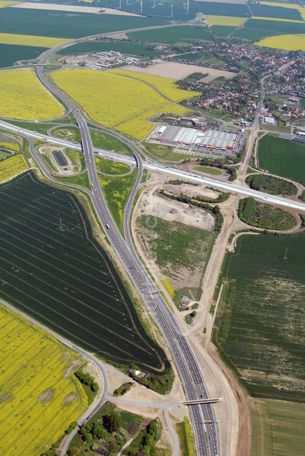 Luftbild Brehna - Ausbau der A100-Umfahrung - Brehna (Sachsen-Anhalt)