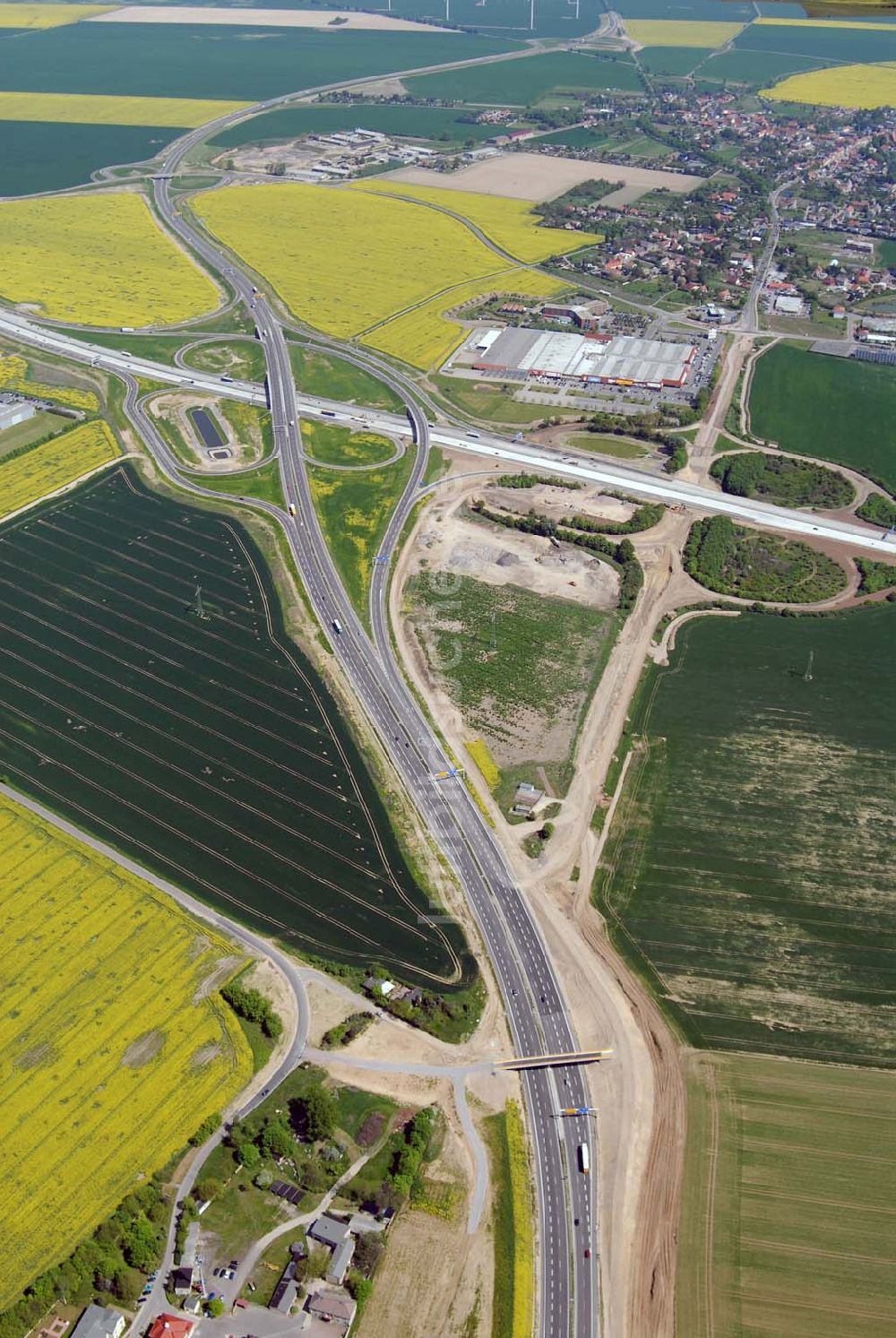 Luftaufnahme Brehna - Ausbau der A100-Umfahrung - Brehna (Sachsen-Anhalt)