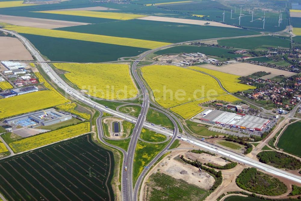 Brehna von oben - Ausbau der A100-Umfahrung - Brehna (Sachsen-Anhalt)