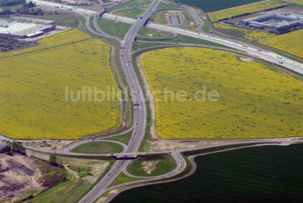 Brehna von oben - Ausbau der A100-Umfahrung - Brehna (Sachsen-Anhalt)