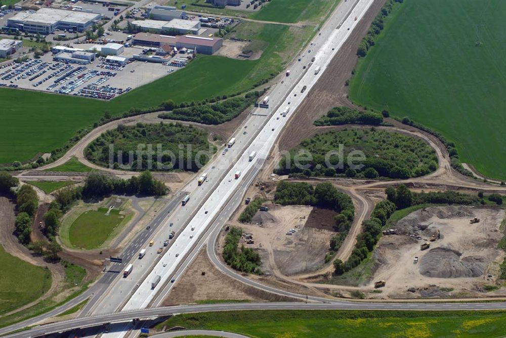 Luftaufnahme Brehna - Ausbau der A100-Umfahrung - Brehna (Sachsen-Anhalt)