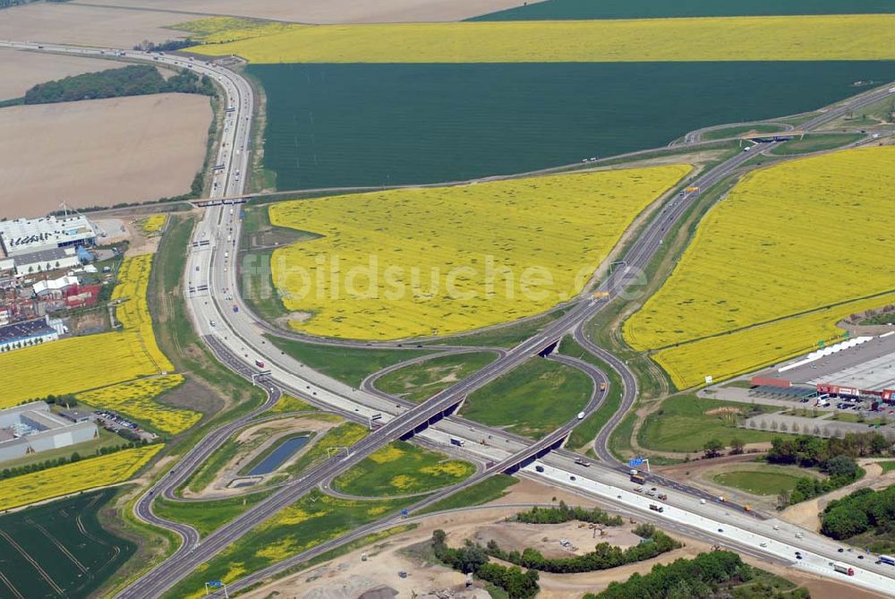 Brehna von oben - Ausbau der A100-Umfahrung - Brehna (Sachsen-Anhalt)