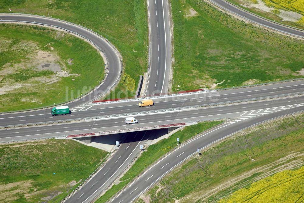 Brehna aus der Vogelperspektive: Ausbau der A100-Umfahrung - Brehna (Sachsen-Anhalt)