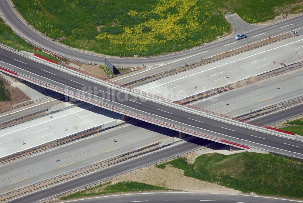 Luftaufnahme Brehna - Ausbau der A100-Umfahrung - Brehna (Sachsen-Anhalt)