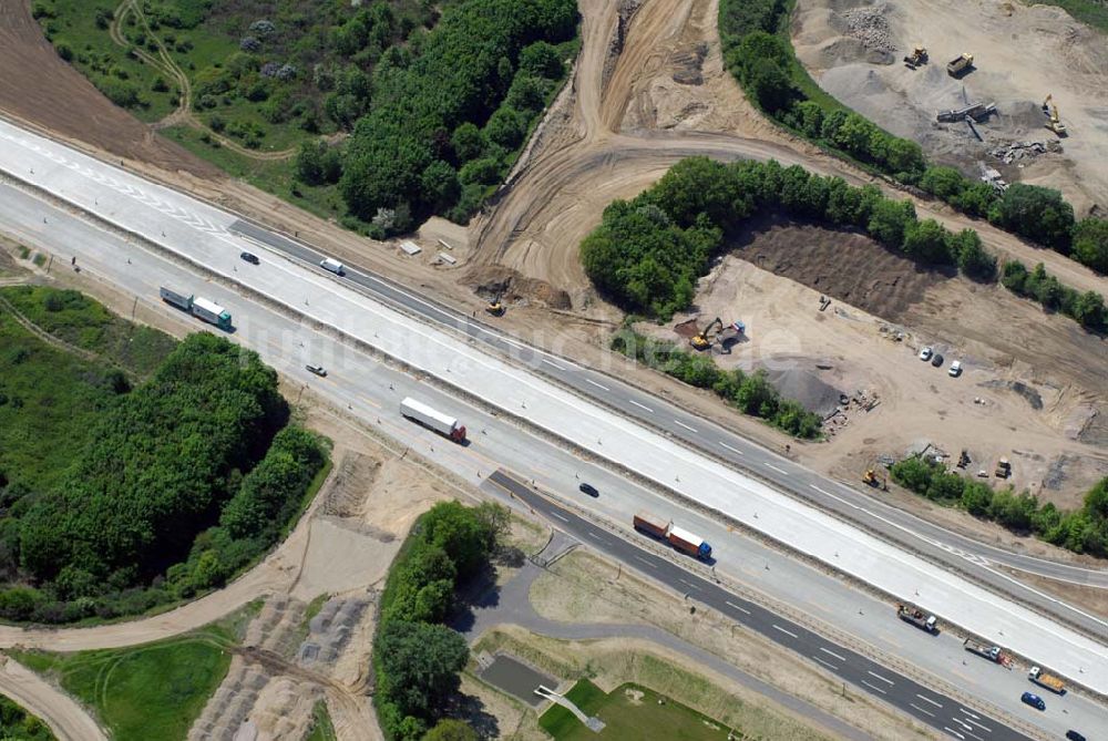 Brehna aus der Vogelperspektive: Ausbau der A100-Umfahrung - Brehna (Sachsen-Anhalt)