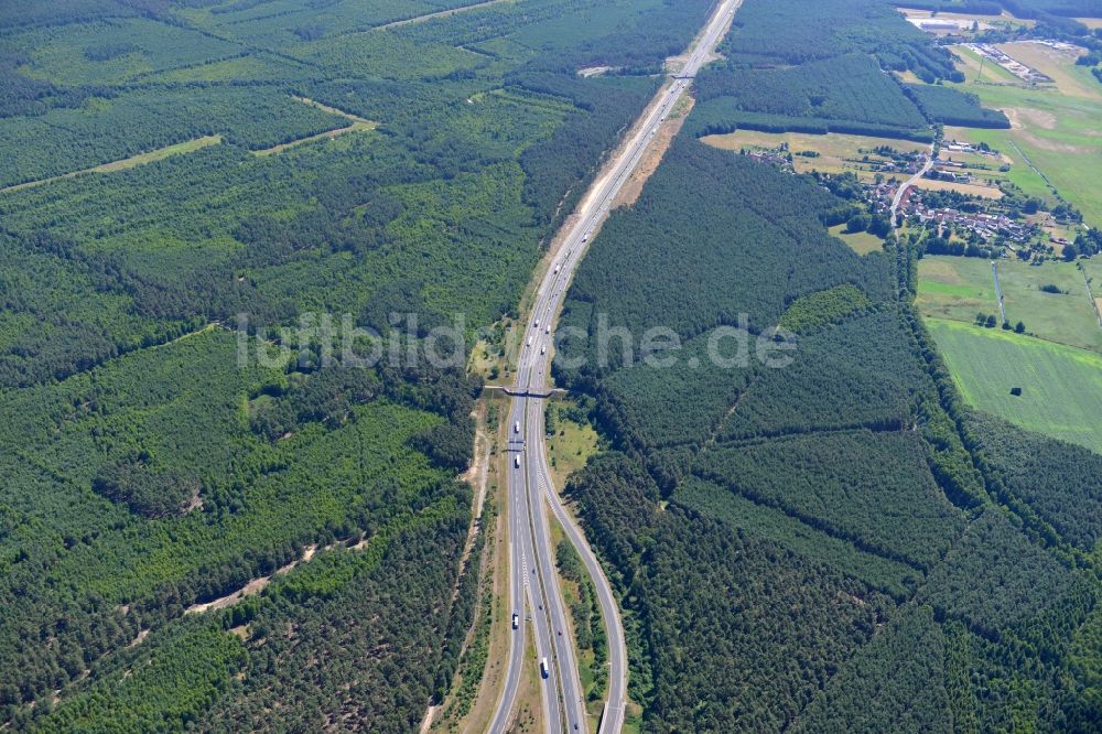 Luftaufnahme Dannenreich - Ausbau und Verbreiterung der Streckenführung der Autobahn / Bundesautobahn BAB A12 / E30 bei Dannenreich im Bundesland Brandenburg