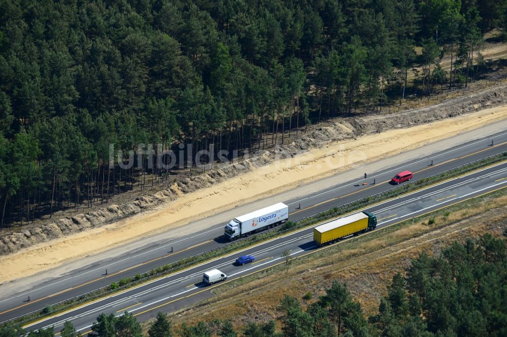 Luftbild Dannenreich - Ausbau und Verbreiterung der Streckenführung der Autobahn / Bundesautobahn BAB A12 / E30 bei Dannenreich im Bundesland Brandenburg