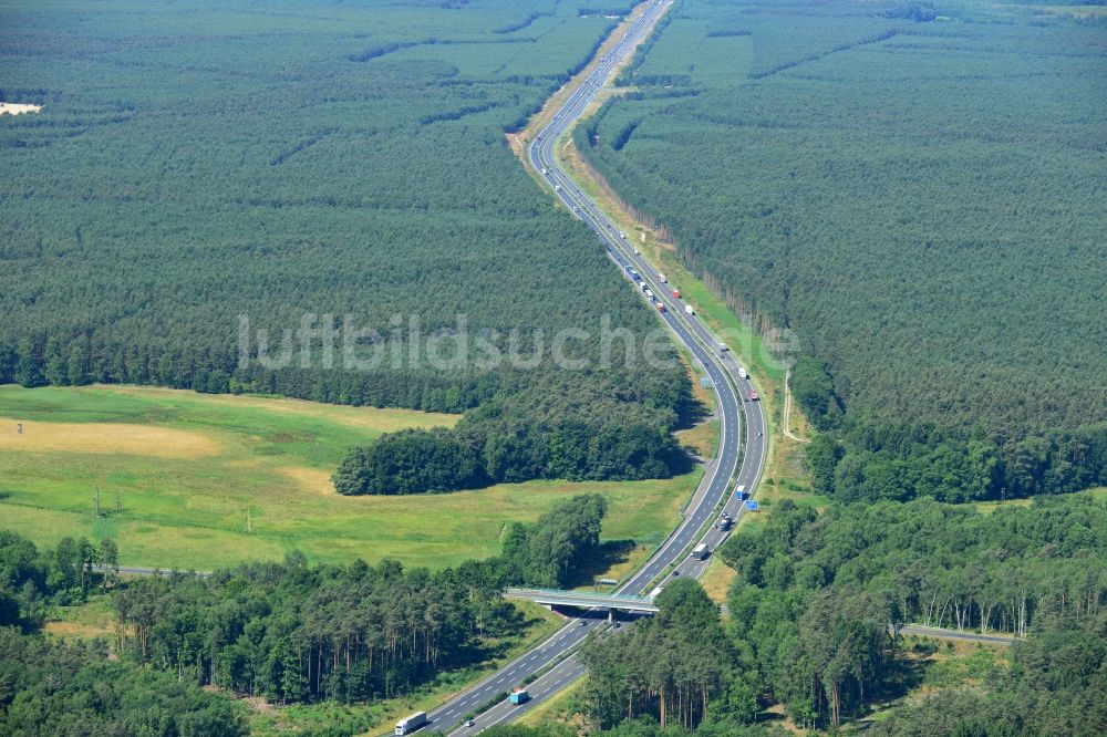 Luftbild Markgrafpieske - Ausbau und Verbreiterung der Streckenführung der Autobahn / Bundesautobahn BAB A12 / E30 bei Markgrafpieske im Bundesland Brandenburg