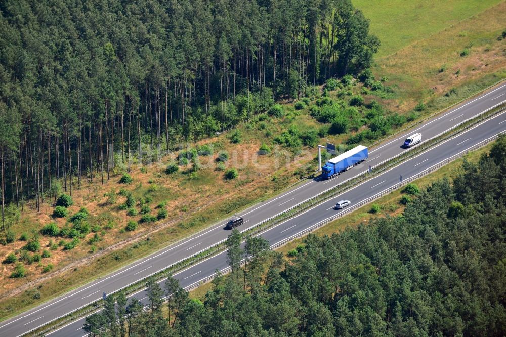 Luftbild Markgrafpieske - Ausbau und Verbreiterung der Streckenführung der Autobahn / Bundesautobahn BAB A12 / E30 bei Markgrafpieske im Bundesland Brandenburg