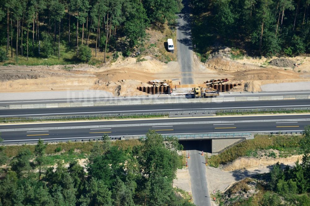 Luftbild Markgrafpieske - Ausbau und Verbreiterung der Streckenführung der Autobahn / Bundesautobahn BAB A12 / E30 bei Markgrafpieske im Bundesland Brandenburg