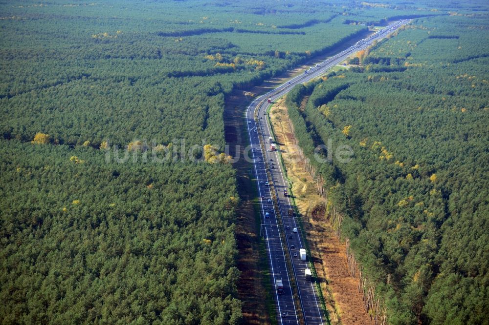 Luftbild Markgrafpieske - Ausbau und Verbreiterung der Streckenführung der Autobahn / Bundesautobahn BAB A12 / E30 bei Markgrafpieske im Bundesland Brandenburg