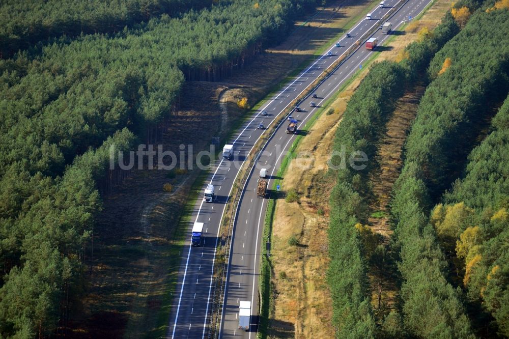 Luftbild Markgrafpieske - Ausbau und Verbreiterung der Streckenführung der Autobahn / Bundesautobahn BAB A12 / E30 bei Markgrafpieske im Bundesland Brandenburg