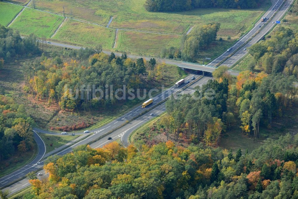 Luftaufnahme Markgrafpieske - Ausbau und Verbreiterung der Streckenführung der Autobahn / Bundesautobahn BAB A12 / E30 bei Markgrafpieske im Bundesland Brandenburg