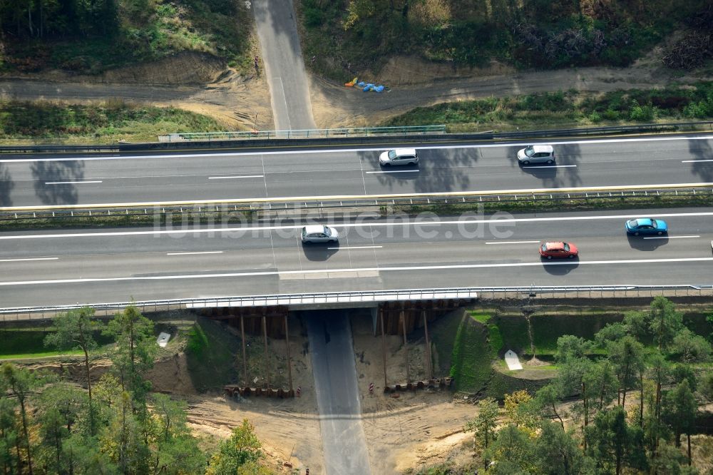 Luftbild Markgrafpieske - Ausbau und Verbreiterung der Streckenführung der Autobahn / Bundesautobahn BAB A12 / E30 bei Markgrafpieske im Bundesland Brandenburg