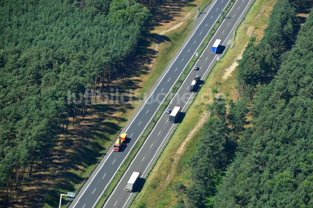 Luftbild Spreenhagen - Ausbau und Verbreiterung der Streckenführung der Autobahn / Bundesautobahn BAB A12 / E30 bei Spreenhagen im Bundesland Brandenburg