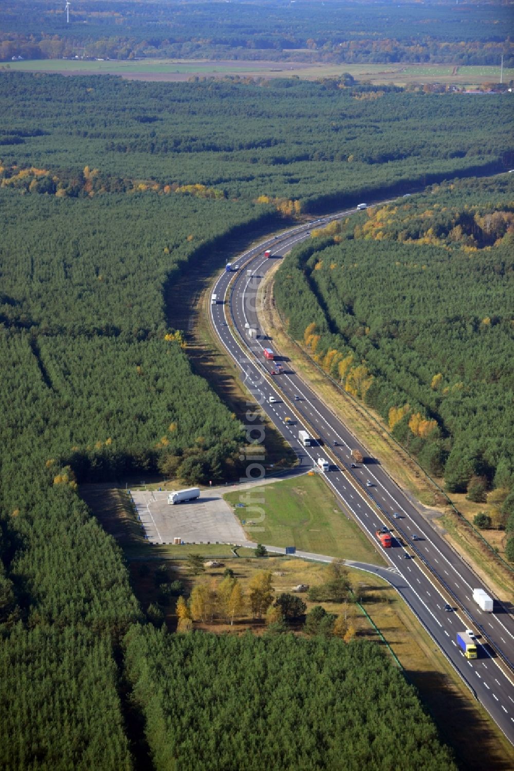 Luftaufnahme Spreenhagen - Ausbau und Verbreiterung der Streckenführung der Autobahn / Bundesautobahn BAB A12 / E30 bei Spreenhagen im Bundesland Brandenburg