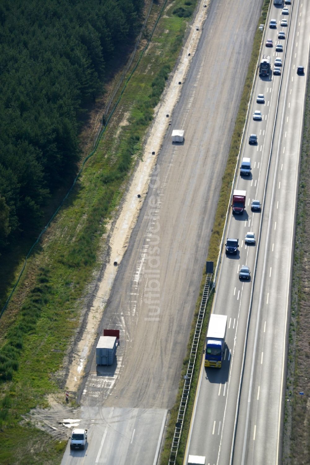 Luftbild Spreenhagen - Ausbau und Verbreiterung der Streckenführung der Autobahn / Bundesautobahn BAB A12 / E30 bei Spreenhagen im Bundesland Brandenburg