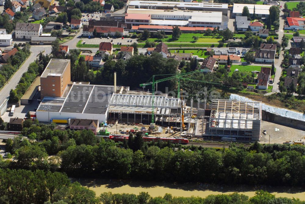 Leipheim von oben - Ausbau Wanzl Werk 2 Leipheim