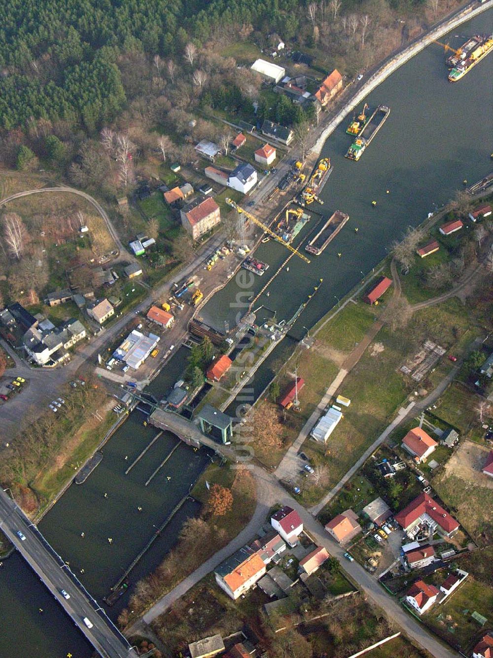 Luftbild Wernsdorf - Ausbau der Wernsdorfer Schleuse am Oder-Spree-Kanal