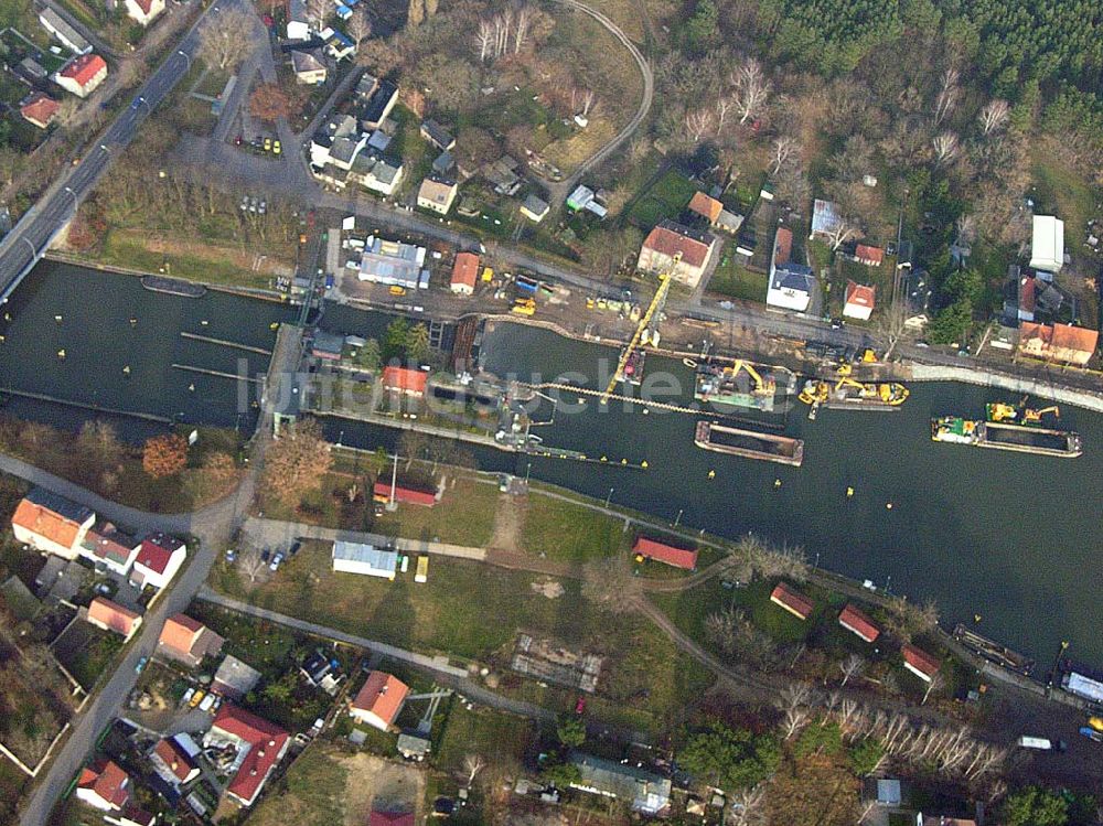 Wernsdorf von oben - Ausbau der Wernsdorfer Schleuse am Oder-Spree-Kanal