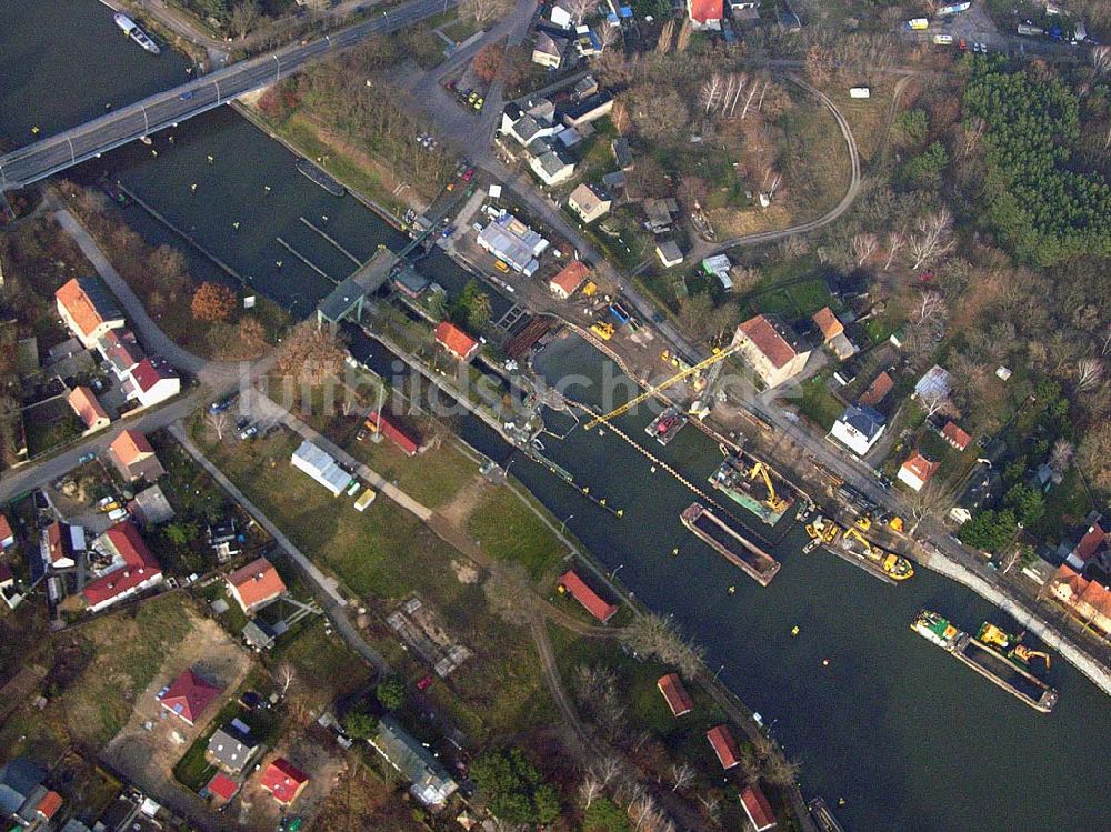 Wernsdorf aus der Vogelperspektive: Ausbau der Wernsdorfer Schleuse am Oder-Spree-Kanal