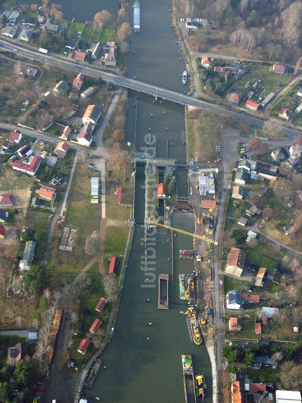 Luftaufnahme Wernsdorf - Ausbau der Wernsdorfer Schleuse am Oder-Spree-Kanal