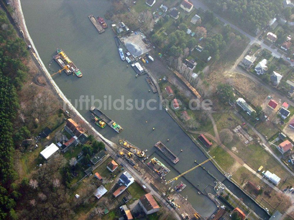 Wernsdorf aus der Vogelperspektive: Ausbau der Wernsdorfer Schleuse am Oder-Spree-Kanal