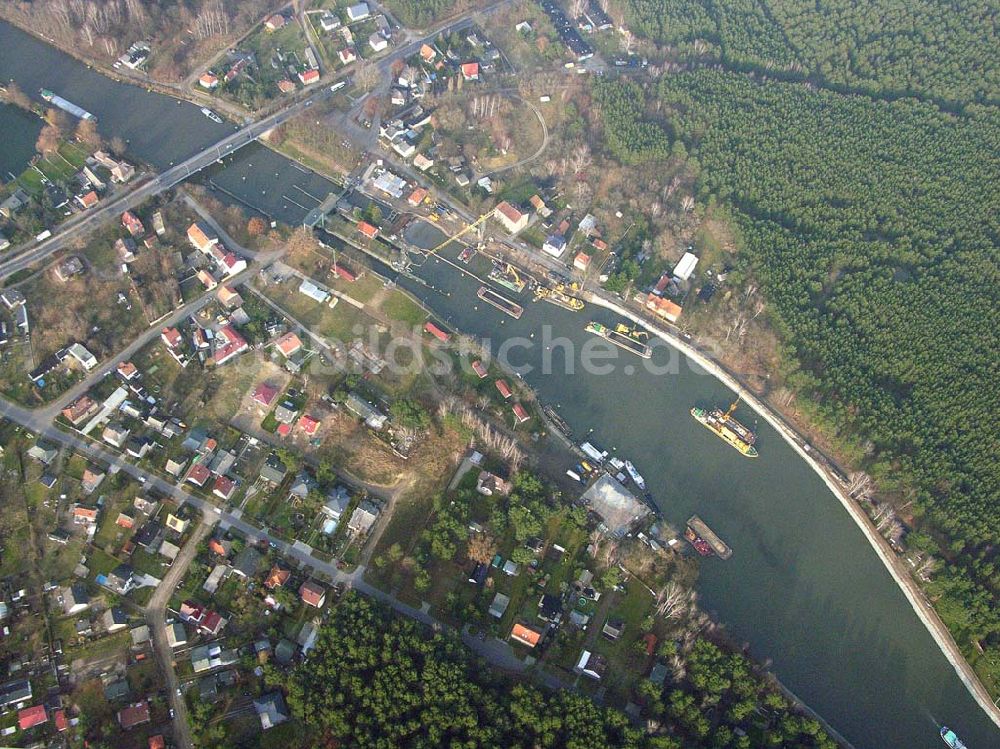 Wernsdorf aus der Vogelperspektive: Ausbau der Wernsdorfer Schleuse am Oder-Spree-Kanal