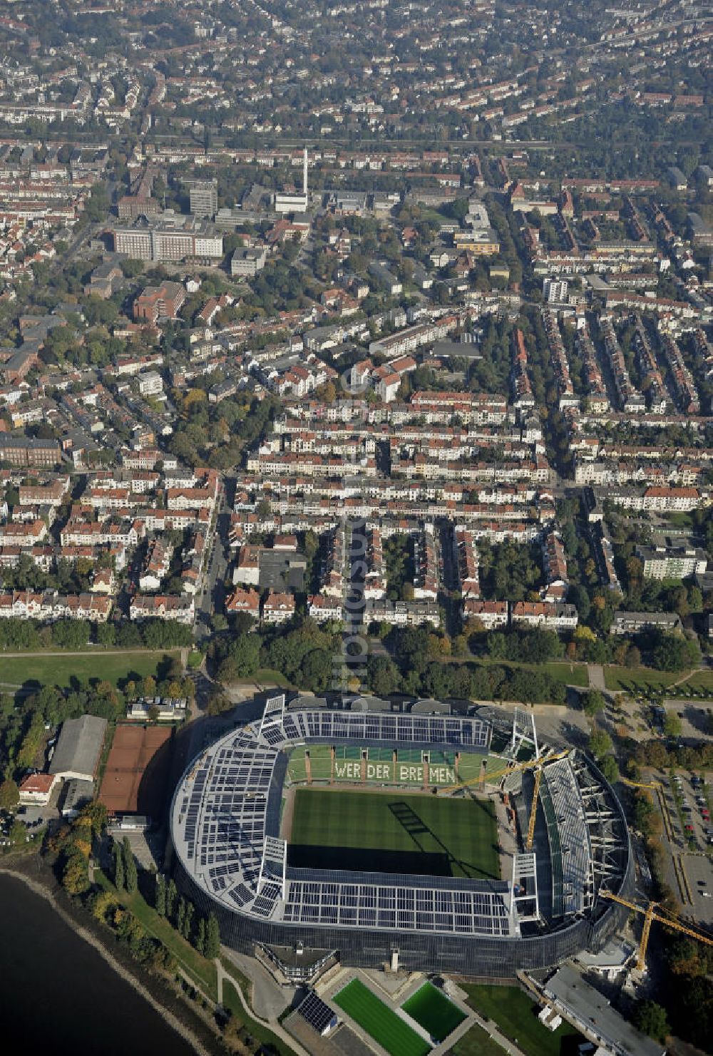 Bremen von oben - Ausbau Weserstadion Bremen