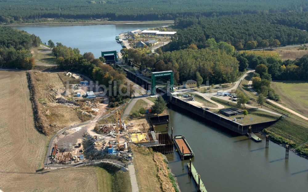 Luftaufnahme Niegripp - Ausbauarbeiten an der Schleuse Niegripp am Elbe-Havel-Kanal