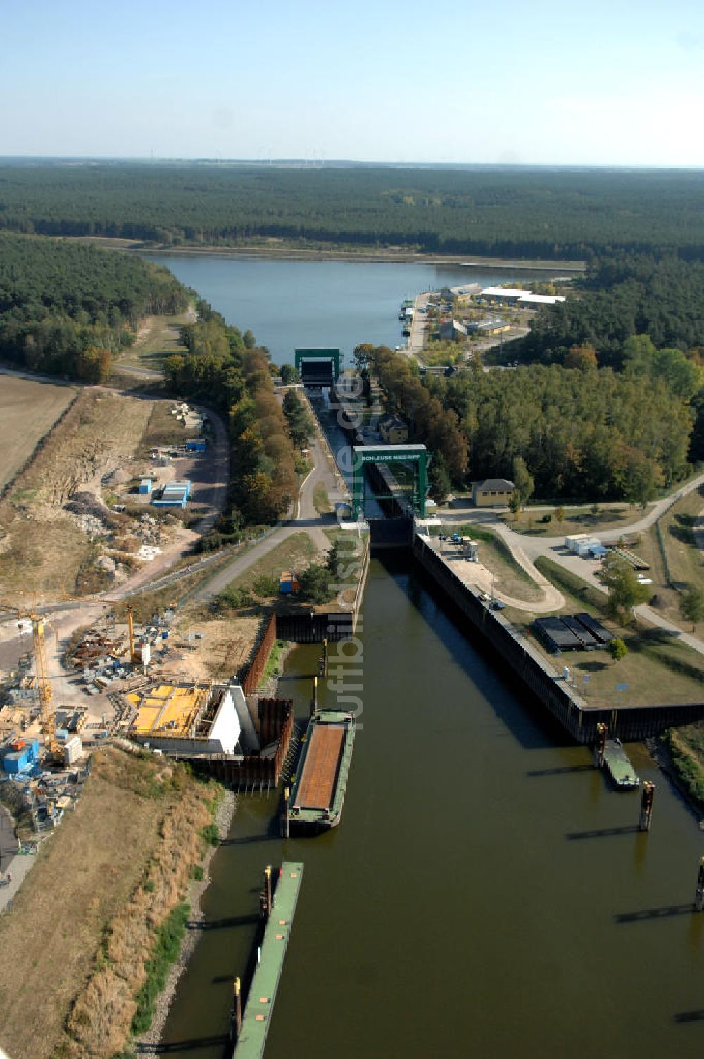 Niegripp von oben - Ausbauarbeiten an der Schleuse Niegripp am Elbe-Havel-Kanal