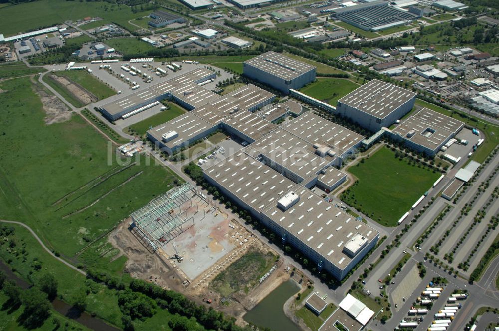 Luftaufnahme Haldensleben - Ausbauarbeiten am Warenverteil- und Logistikzentrum in Haldensleben